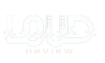 A black and white image of the old review logo.