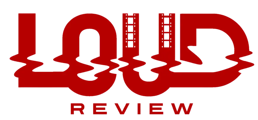 A red and black logo for the movie, " pulp review ".